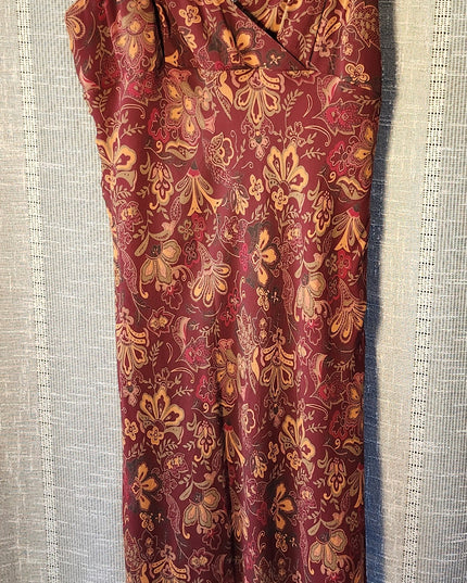 Vintage Y2K I.N.C. International Concepts Surplice Neckline Rust Paisley Print Spaghetti Strap Maxi Slip Dress