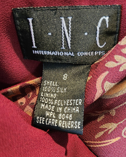 Vintage Y2K I.N.C. International Concepts Surplice Neckline Rust Paisley Print Spaghetti Strap Maxi Slip Dress