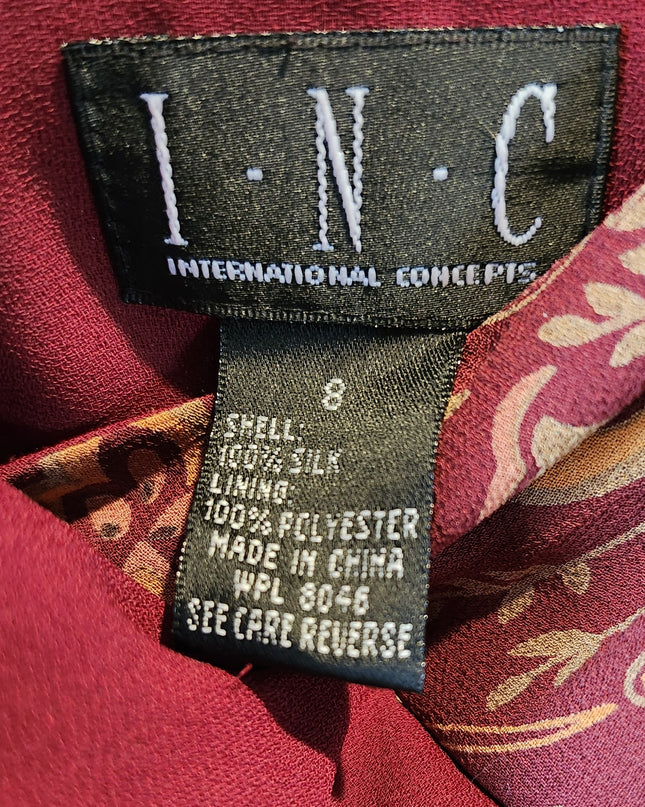 Vintage Y2K I.N.C. International Concepts Surplice Neckline Rust Paisley Print Spaghetti Strap Maxi Slip Dress