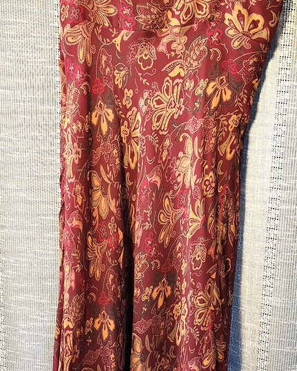 Vintage Y2K I.N.C. International Concepts Surplice Neckline Rust Paisley Print Spaghetti Strap Maxi Slip Dress