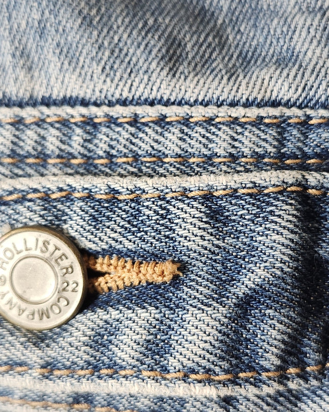 Vintage Y2k Hollister Distressed Cali Embroidered Cropped Denim Jacket with Sequins and Beads