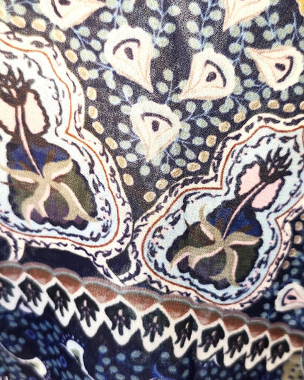 New Cia Couture Sheer Boho Patchwork Paisley Print Tie Front Maxi Duster with Long Sleeves