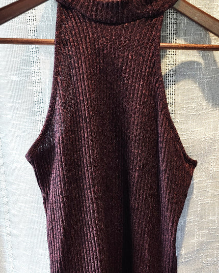 Vintage Y2k Charlotte Russe Mock Neck Silhouette Sleeveless Top with Dramatic Cutaway Armholes
