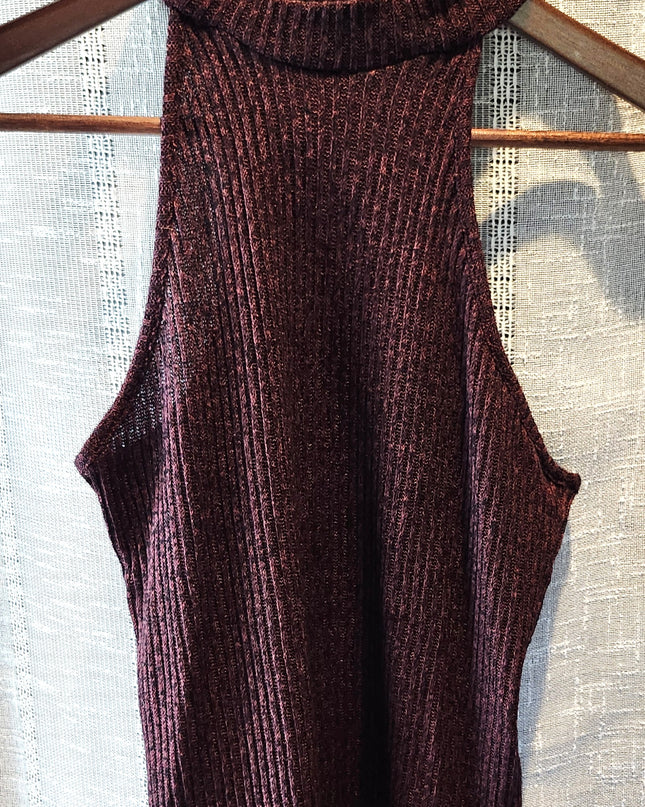 Vintage Y2k Charlotte Russe Mock Neck Silhouette Sleeveless Top with Dramatic Cutaway Armholes