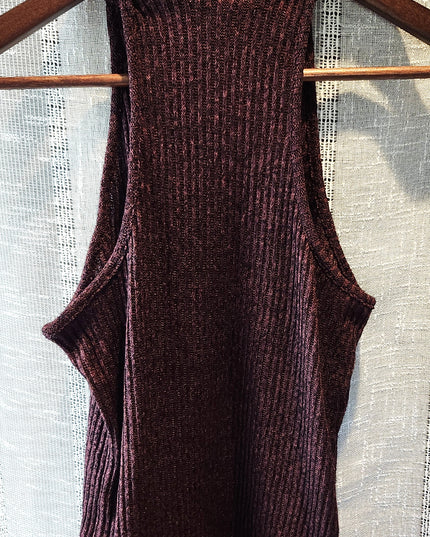 Vintage Y2k Charlotte Russe Mock Neck Silhouette Sleeveless Top with Dramatic Cutaway Armholes