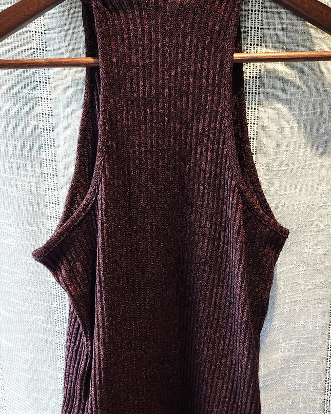 Vintage Y2k Charlotte Russe Mock Neck Silhouette Sleeveless Top with Dramatic Cutaway Armholes