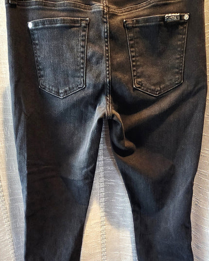 7 For All Mankind the Ankle Skinny Vibrant Black Stretch Denim Embroidered Jeans