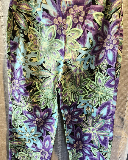 Vintage Y2k Bamboo Traders Vibrant Jewel Tone Floral Paisley Capri