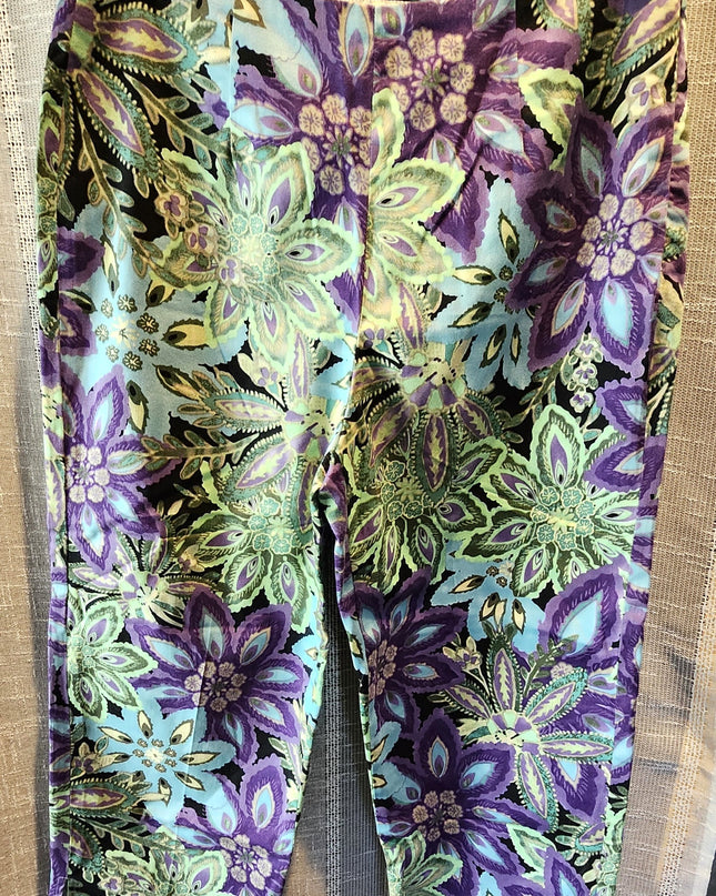 Vintage Y2k Bamboo Traders Vibrant Jewel Tone Floral Paisley Capri