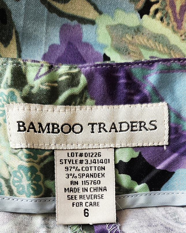 Vintage Y2k Bamboo Traders Vibrant Jewel Tone Floral Paisley Capri