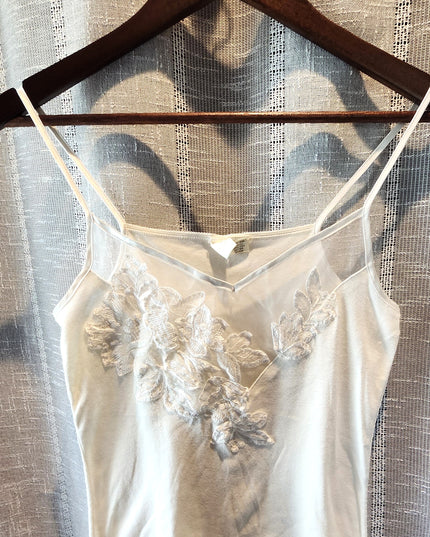 Vintage Victoria's Secret Bridal Lingerie Embroidered Mesh Cami Tank Top