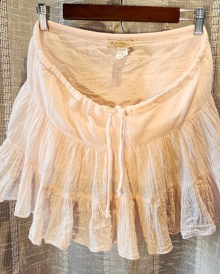 Kapal Art From Bali Handcrafted Light Pink Cotton Gauze Tiered Mini Beach Swim Skirt