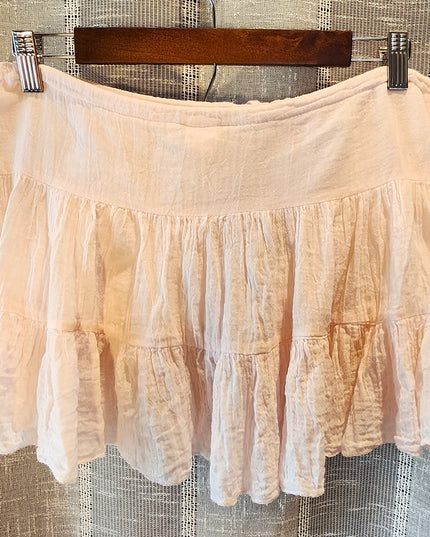 Kapal Art From Bali Handcrafted Light Pink Cotton Gauze Tiered Mini Beach Swim Skirt