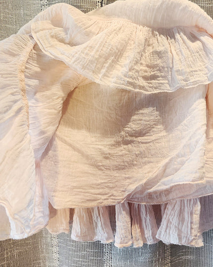 Kapal Art From Bali Handcrafted Light Pink Cotton Gauze Tiered Mini Beach Swim Skirt
