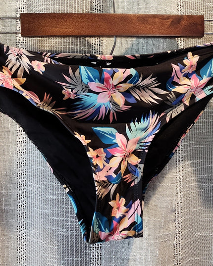 Ninety --Nine Degrees Two-Piece Triangle Tropical Floral Bikini with Crochet Trim