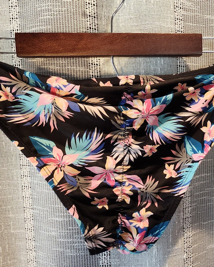 Ninety --Nine Degrees Two-Piece Triangle Tropical Floral Bikini with Crochet Trim