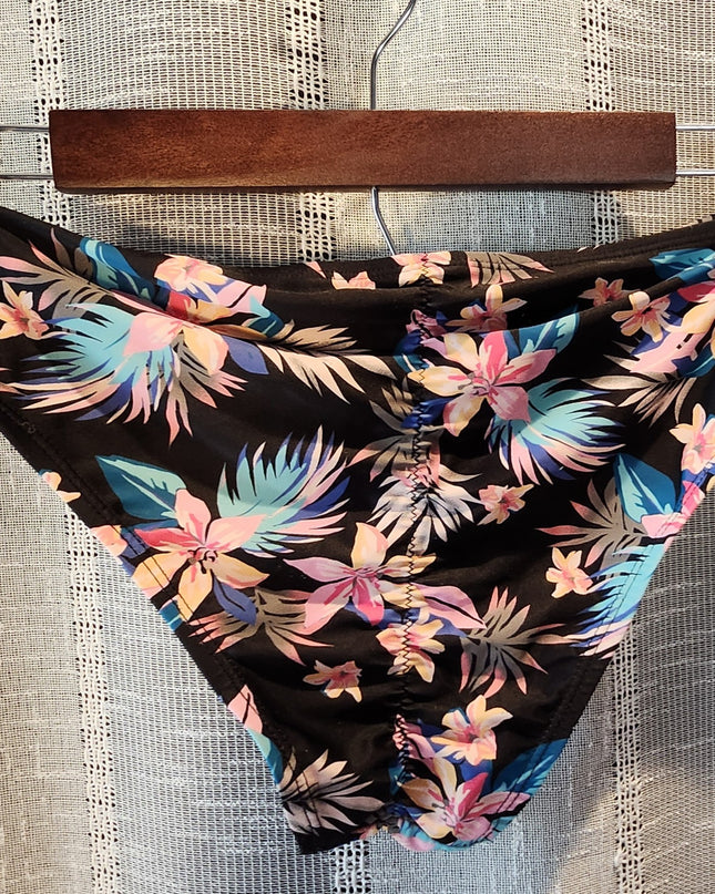 Ninety --Nine Degrees Two-Piece Triangle Tropical Floral Bikini with Crochet Trim