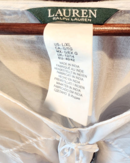 New Ralph Lauren White Cotton Gauze Drawstring Kaftan Beach Swimsuit Cover-Up