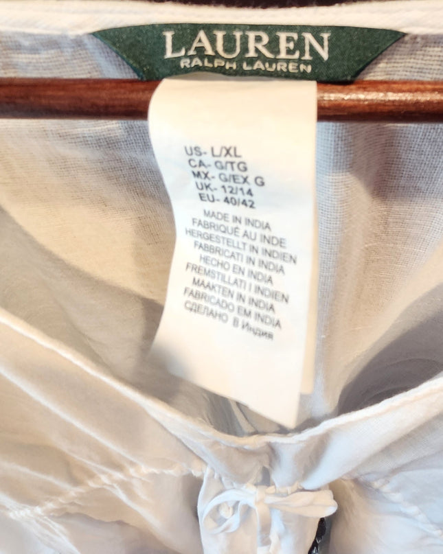 New Ralph Lauren White Cotton Gauze Drawstring Kaftan Beach Swimsuit Cover-Up