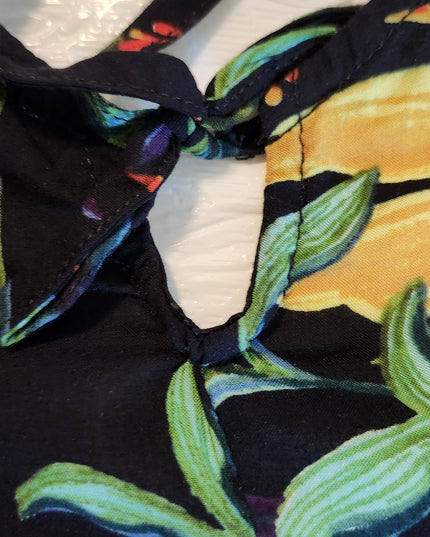 NWOT Olivaceous Bohemian Boutique Tropical Floral Halter keyhole Jumpsuit