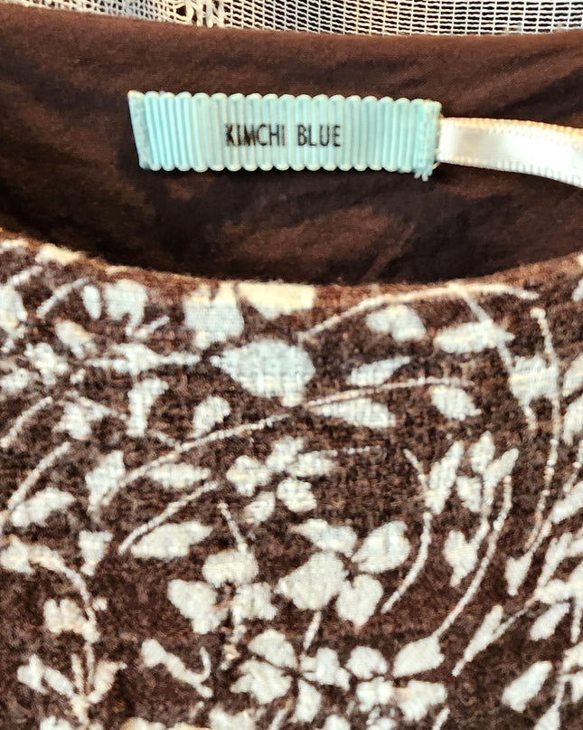Vintage Y2k Urban Outfitters Kimchi Blue Ditsy Floral Brown Mini Slip Dress with White Floral Vine