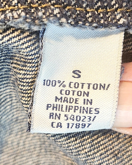 Vintage Fitted Y2K Old Navy Pleated Utility Denim Jacket Blazer Size S