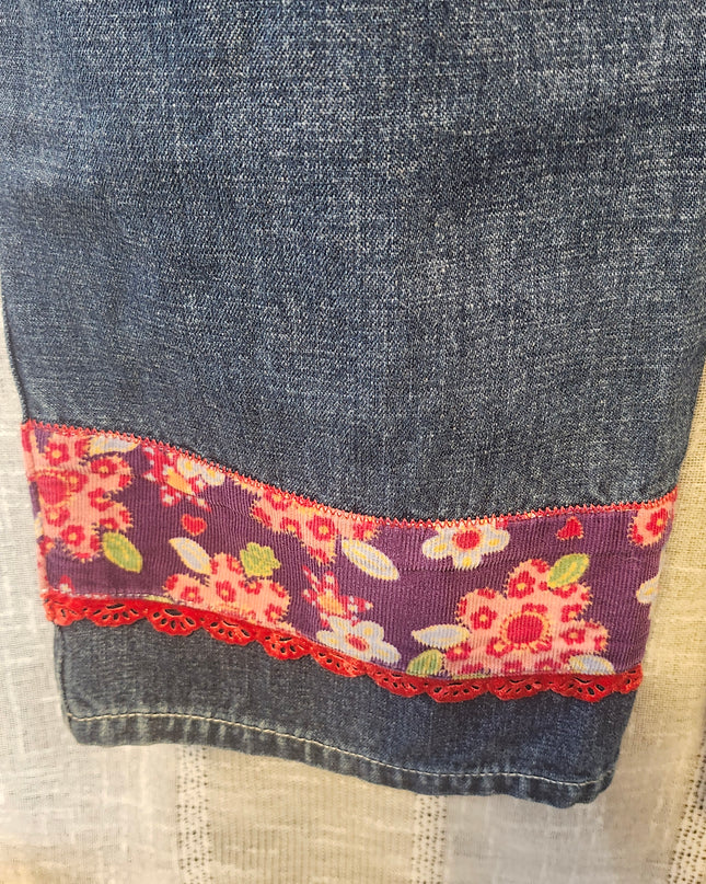 Vintage 90s L.L. Bean Floral Corduroy Patchwork Overalls Girl's LG (Fits Women's XXS/XS/S)