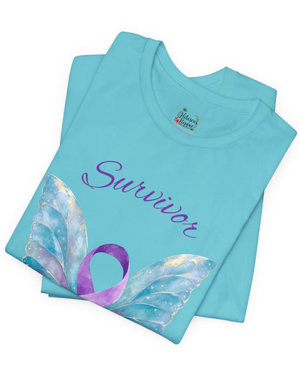 Domestic Violence Awareness Shirt | Survivor Teal and Purple Ribbon Butterfly Tee | Abuse Survivor Gift, Transformation in Progress Graphic T-Shirt, Empowering Healing Support Clothing