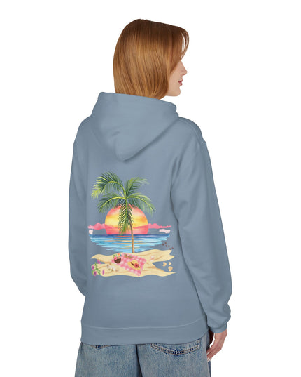 Hibiscus Hippie Designed Paradise Palm Hoodie — "Peace Love & Paradise" - Melbourne Beach Florida Sunrise Pullover
