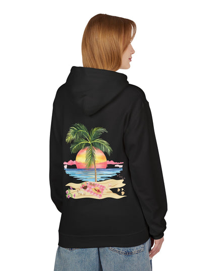 Hibiscus Hippie Designed Paradise Palm Hoodie — "Peace Love & Paradise" - Melbourne Beach Florida Sunrise Pullover