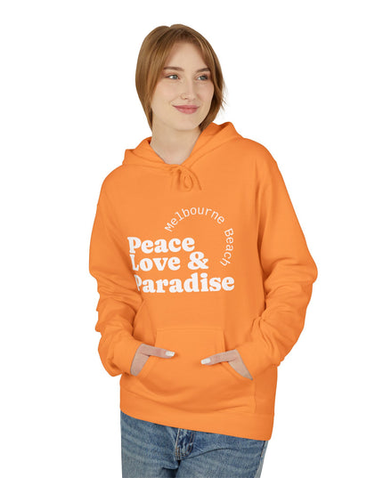 Hibiscus Hippie Designed Paradise Palm Hoodie — "Peace Love & Paradise" - Melbourne Beach Florida Sunrise Pullover