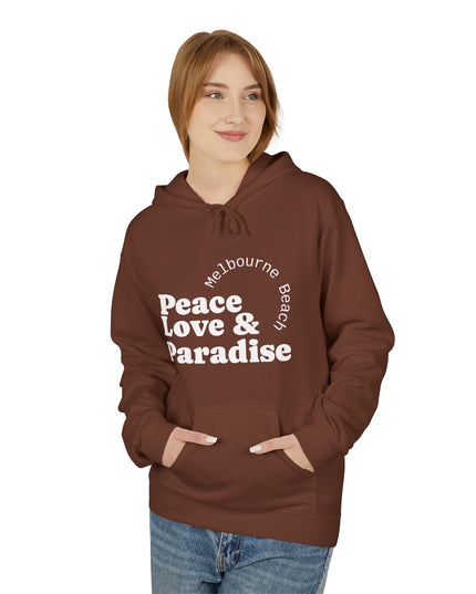 Hibiscus Hippie Designed Paradise Palm Hoodie — "Peace Love & Paradise" - Melbourne Beach Florida Sunrise Pullover