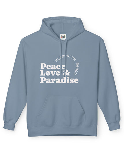 Hibiscus Hippie Designed Paradise Palm Hoodie — "Peace Love & Paradise" - Melbourne Beach Florida Sunrise Pullover