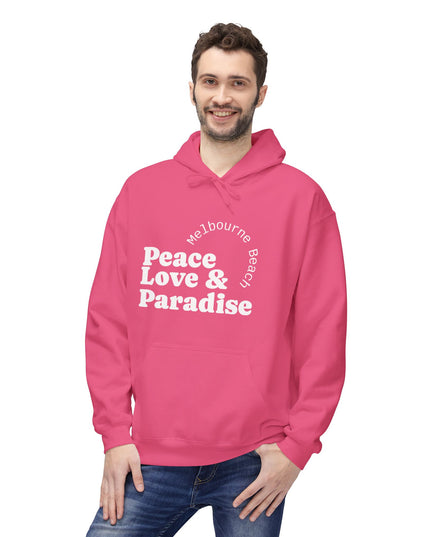 Hibiscus Hippie Designed Paradise Palm Hoodie — "Peace Love & Paradise" - Melbourne Beach Florida Sunrise Pullover