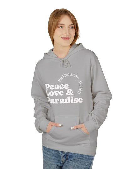 Hibiscus Hippie Designed Paradise Palm Hoodie — "Peace Love & Paradise" - Melbourne Beach Florida Sunrise Pullover