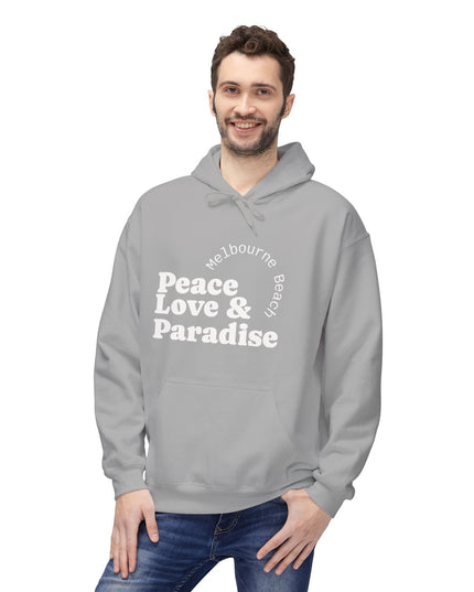 Hibiscus Hippie Designed Paradise Palm Hoodie — "Peace Love & Paradise" - Melbourne Beach Florida Sunrise Pullover