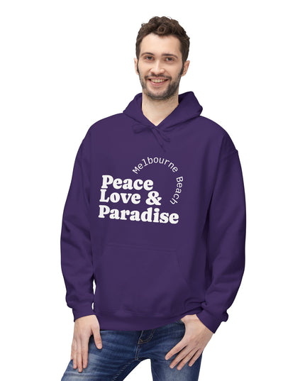 Hibiscus Hippie Designed Paradise Palm Hoodie — "Peace Love & Paradise" - Melbourne Beach Florida Sunrise Pullover