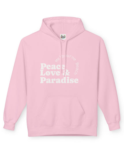 Hibiscus Hippie Designed Paradise Palm Hoodie — "Peace Love & Paradise" - Melbourne Beach Florida Sunrise Pullover