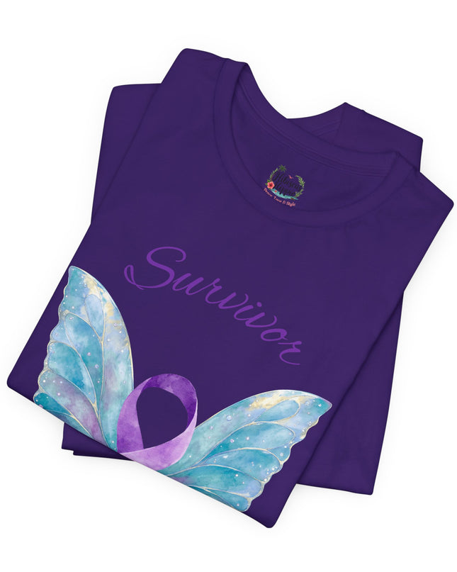 Domestic Violence Awareness Shirt | Survivor Teal and Purple Ribbon Butterfly Tee | Abuse Survivor Gift, Transformation in Progress Graphic T-Shirt, Empowering Healing Support Clothing