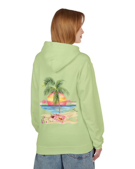 Hibiscus Hippie Designed Paradise Palm Hoodie — "Peace Love & Paradise" - Melbourne Beach Florida Sunrise Pullover