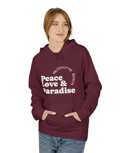 Hibiscus Hippie Designed Paradise Palm Hoodie — "Peace Love & Paradise" - Melbourne Beach Florida Sunrise Pullover