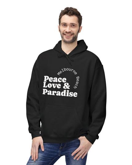 Hibiscus Hippie Designed Paradise Palm Hoodie — "Peace Love & Paradise" - Melbourne Beach Florida Sunrise Pullover