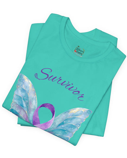 Domestic Violence Awareness Shirt | Survivor Teal and Purple Ribbon Butterfly Tee | Abuse Survivor Gift, Transformation in Progress Graphic T-Shirt, Empowering Healing Support Clothing
