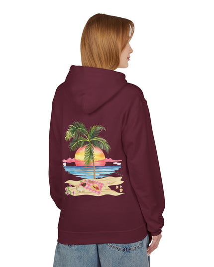 Hibiscus Hippie Designed Paradise Palm Hoodie — "Peace Love & Paradise" - Melbourne Beach Florida Sunrise Pullover