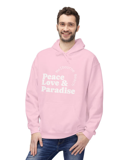 Hibiscus Hippie Designed Paradise Palm Hoodie — "Peace Love & Paradise" - Melbourne Beach Florida Sunrise Pullover