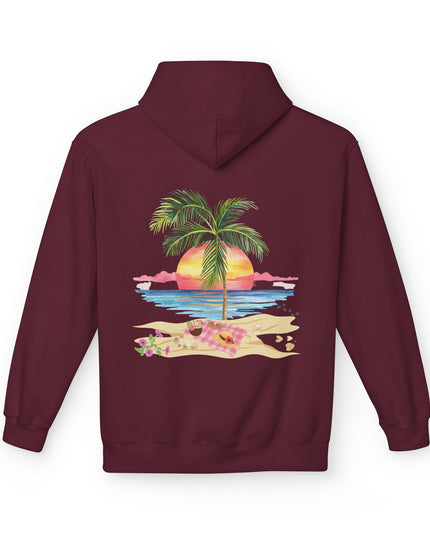 Hibiscus Hippie Designed Paradise Palm Hoodie — "Peace Love & Paradise" - Melbourne Beach Florida Sunrise Pullover