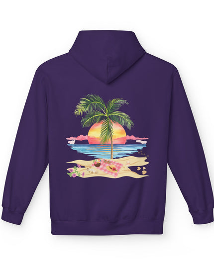 Hibiscus Hippie Designed Paradise Palm Hoodie — "Peace Love & Paradise" - Melbourne Beach Florida Sunrise Pullover