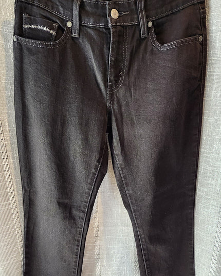 Levi's Black Mid-Rise Skinny Jeans with Silver Trim