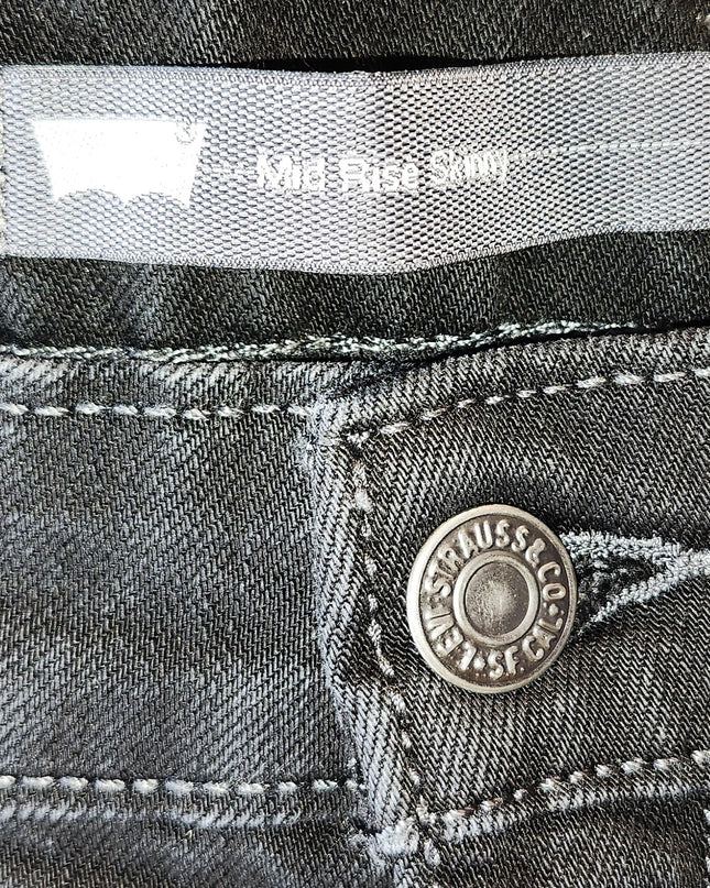 Levi's Black Mid-Rise Skinny Jeans with Silver Trim