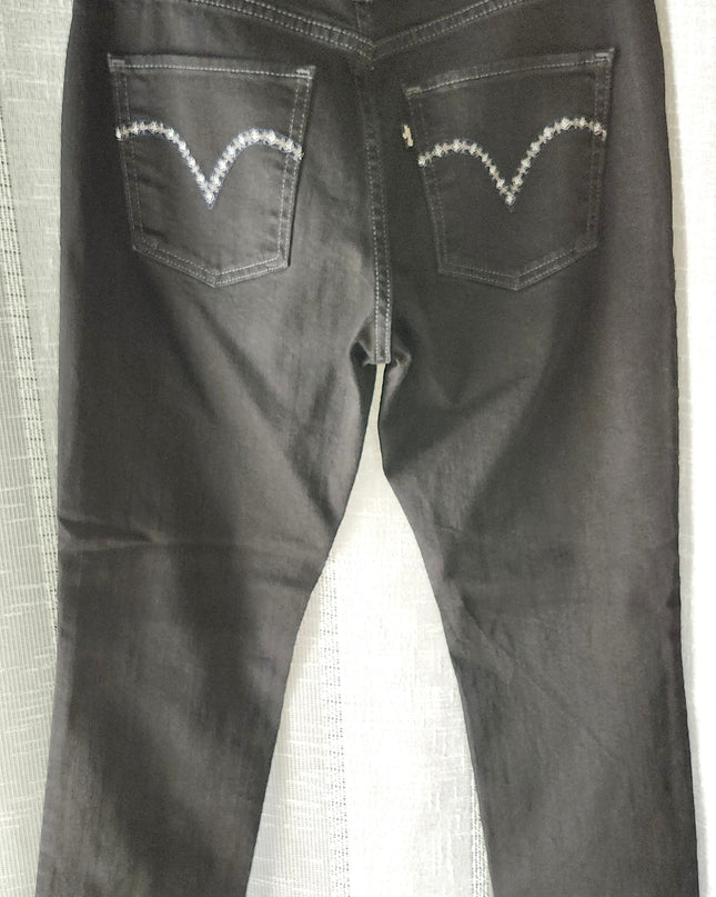 Levi's Black Mid-Rise Skinny Jeans with Silver Trim